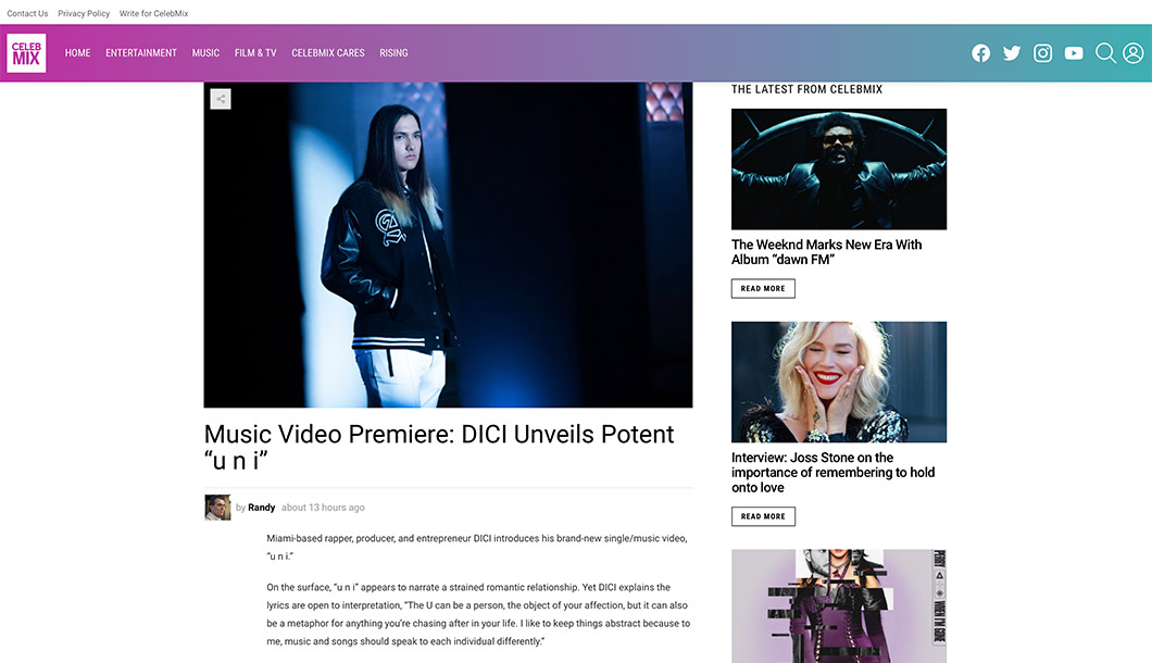 Music Video Premiere: DICI Unveils Potent u n i