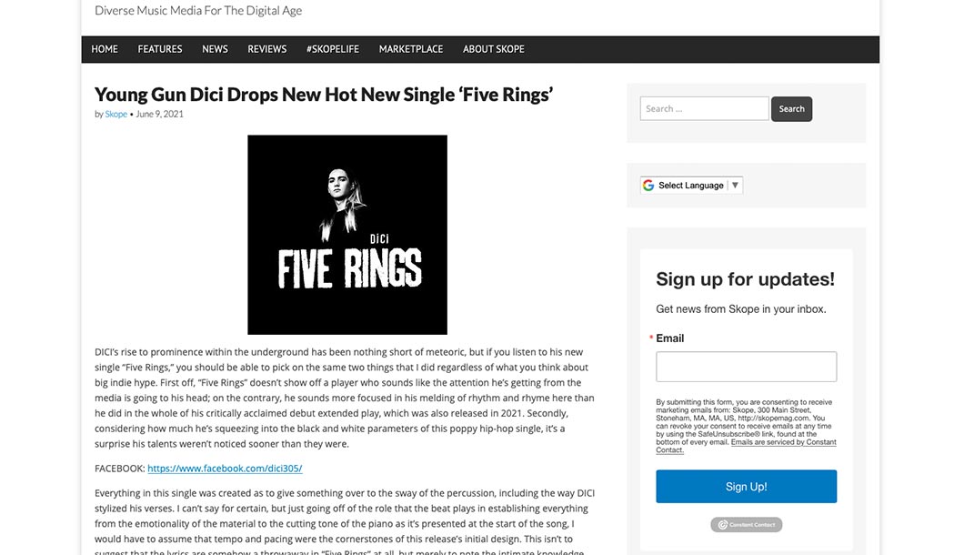 Young Gun Dici Drops New Hot New Single Five Rings