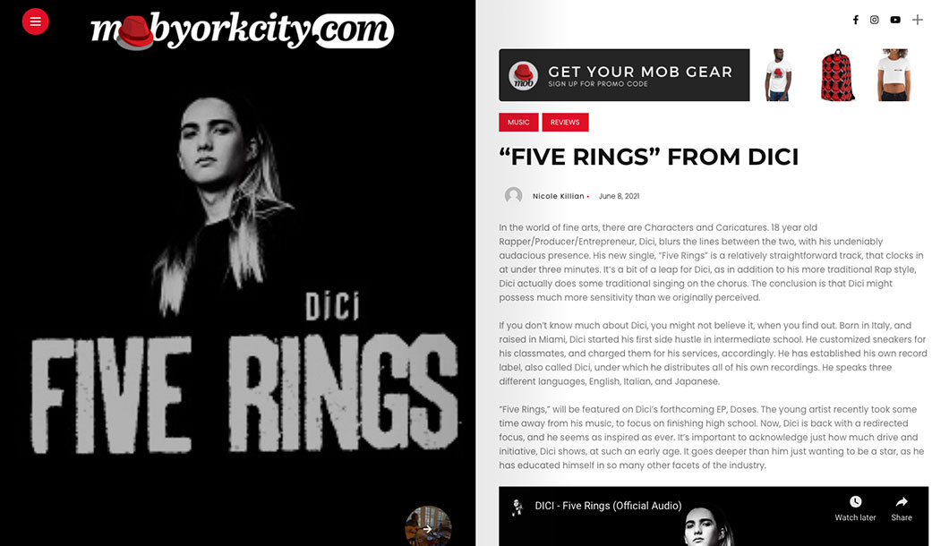 Dici Drops Five Rings Single