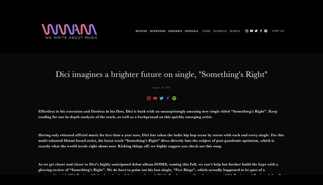 Dici imagines a brighter future on single, Somethings Right